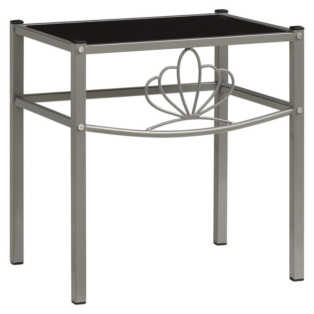 Vidaxl Nočný stolík sivý a čierny 42,5x33x44,5 cm kov a sklo